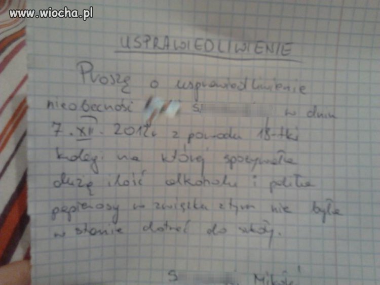 Jak Napisać Usprawiedliwienie Do Szkoły Wzór Usprawiedliwienie - wiocha.pl absurd 835040